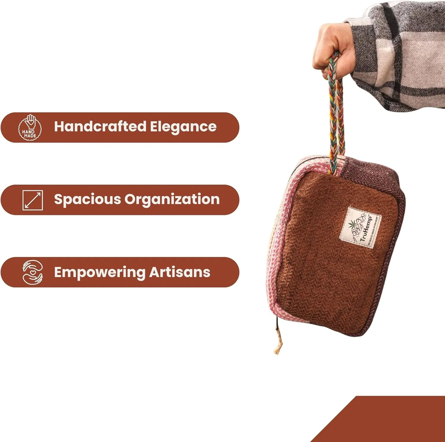 Himalayan Hemp Toiletry Kit, Brown – Durable Travel Organizer Pouch, Compact Water-Resistant Wash Bag