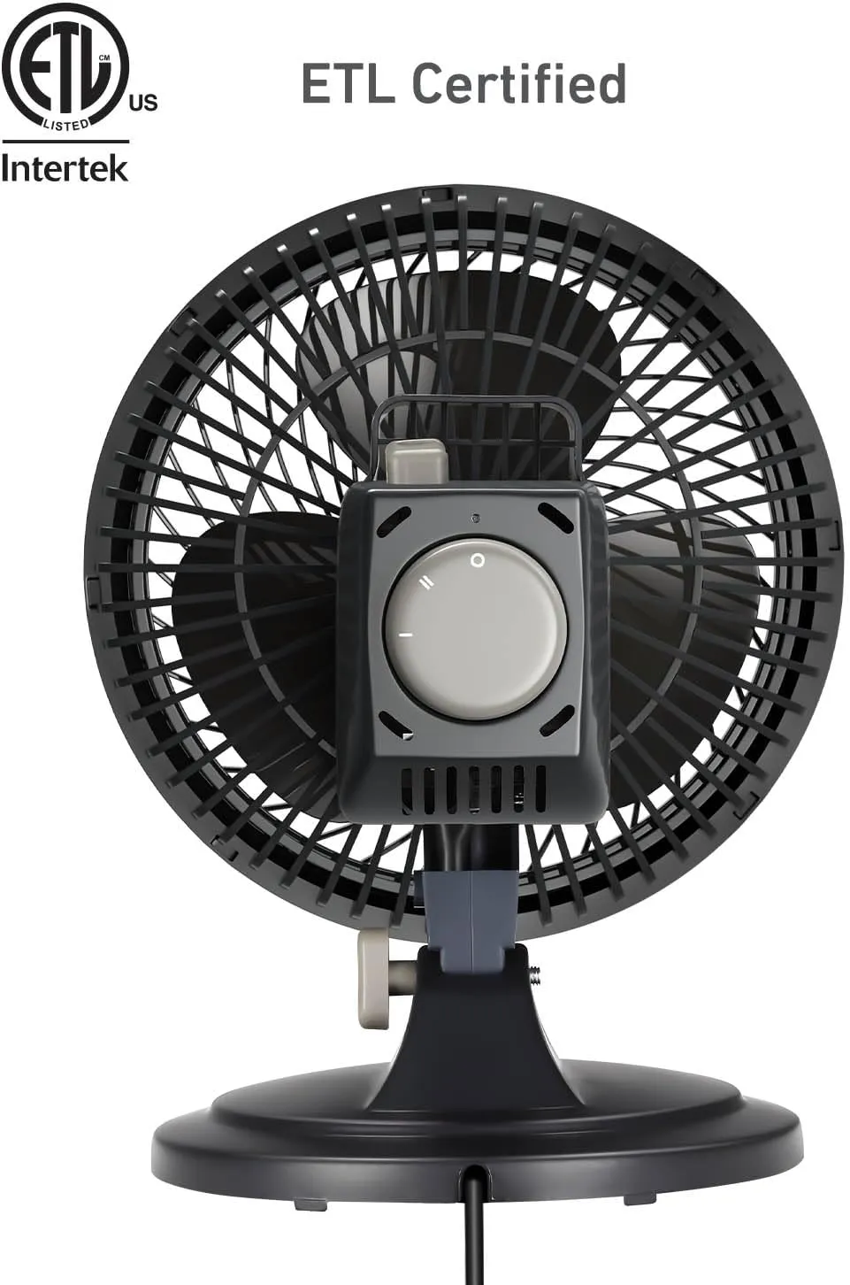 HOLMES BLIZZARD 7" Table Fan, 2 Speeds, 3 Blades, 85° Oscillation, 20° Adjustable Head, Home, Bedroom and Office, Charcoal Matte