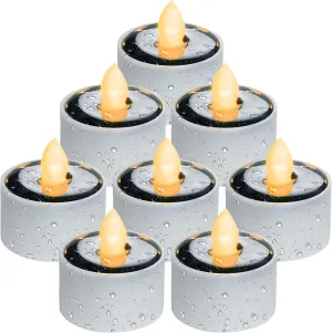Homemory Solar Tea Lights Outdoor Waterproof, Dusk to Dawn Outdoor Lighting, Reusable LED Tea Light Candles for Lantern Garden Camping and Home Decor, Pack of 8, Warm White