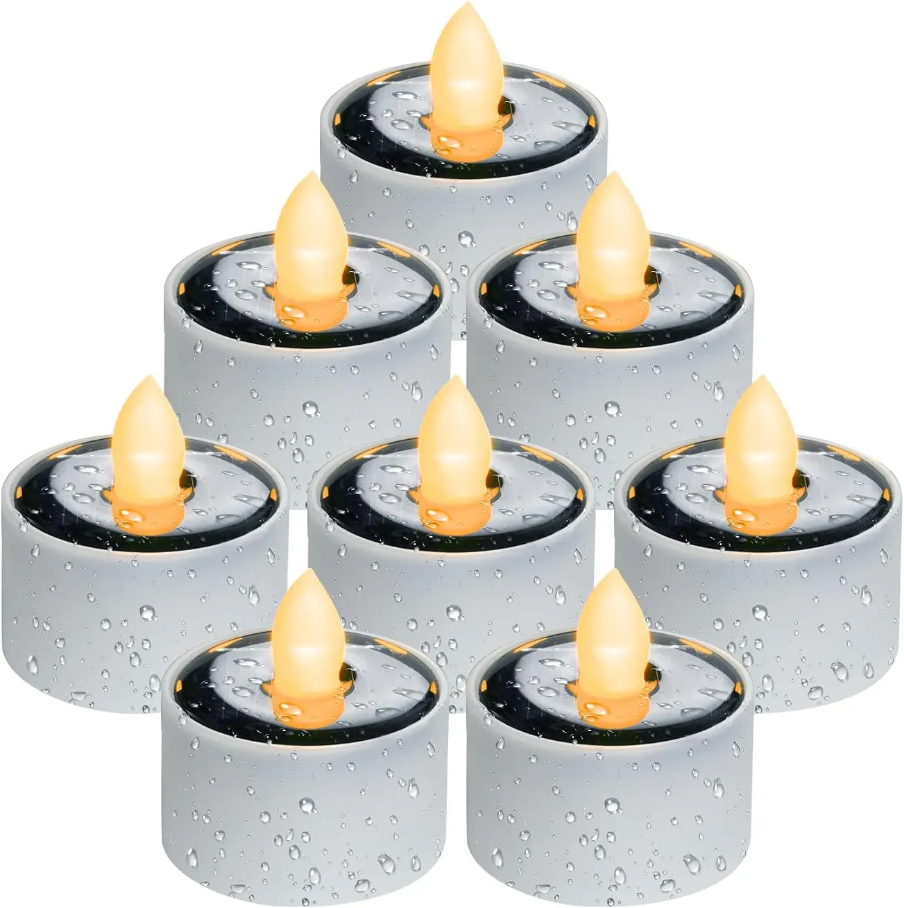 Homemory Solar Tea Lights Outdoor Waterproof, Dusk to Dawn Outdoor Lighting, Reusable LED Tea Light Candles for Lantern Garden Camping and Home Decor, Pack of 8, Warm White