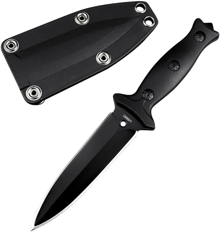 HUAAO 3.74in Dual Edge 440C Stainless Steel Blade ABS Handles Utility knife,7.3in Full Tang Fixed Blade Knife with ABS Sheath Tactical Hunting Knives for Outdoor Camping EDC and Survival