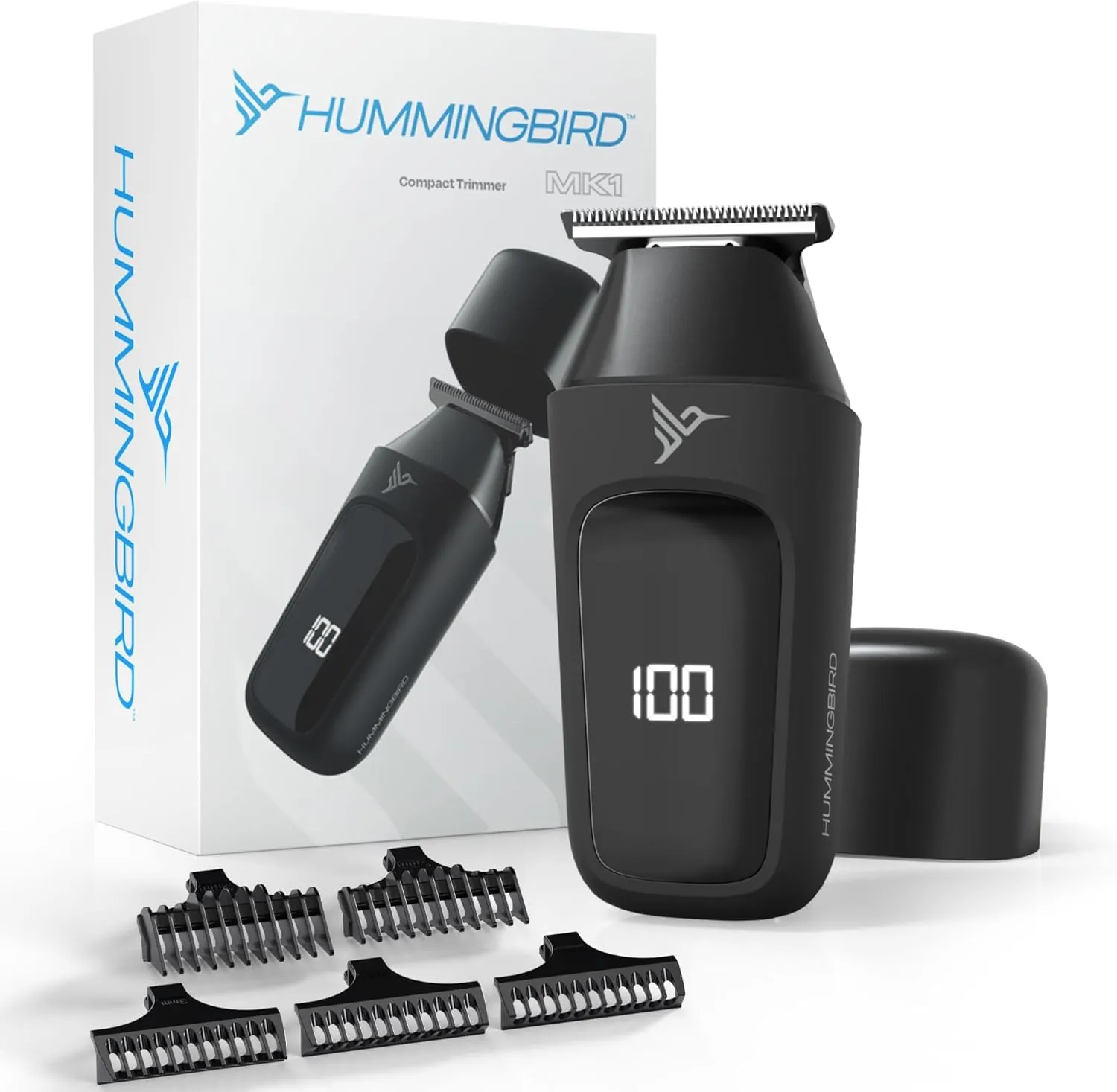 HUMMINGBIRD™ MK1 Compact Trimmer – Portable Electric Beard & Body Hair Trimmer for Men, Cordless USB-C Rechargeable, Face & Body Groomer, Travel Shaver, Travel Pouch, Great Gifts for Men, Dad, Husband