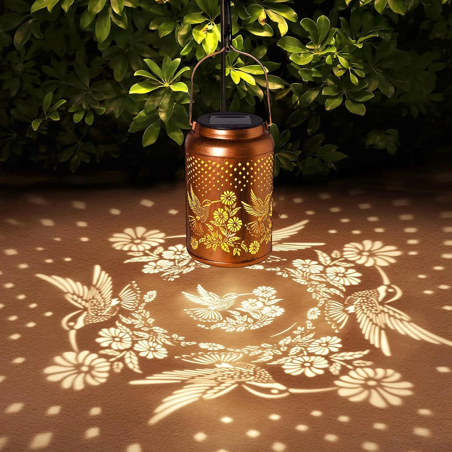 Hummingbird Solar Lantern Outdoor Waterproof Garden Decor Hanging Solar Lights Gifts for Women Mom Grandma Metal Garden Decorative Outside for Yard, Patio, Tabletop, Pathway