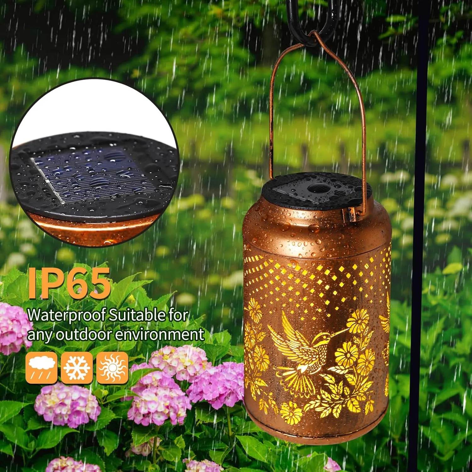 Hummingbird Solar Lantern Outdoor Waterproof Garden Decor Hanging Solar Lights Gifts for Women Mom Grandma Metal Garden Decorative Outside for Yard, Patio, Tabletop, Pathway
