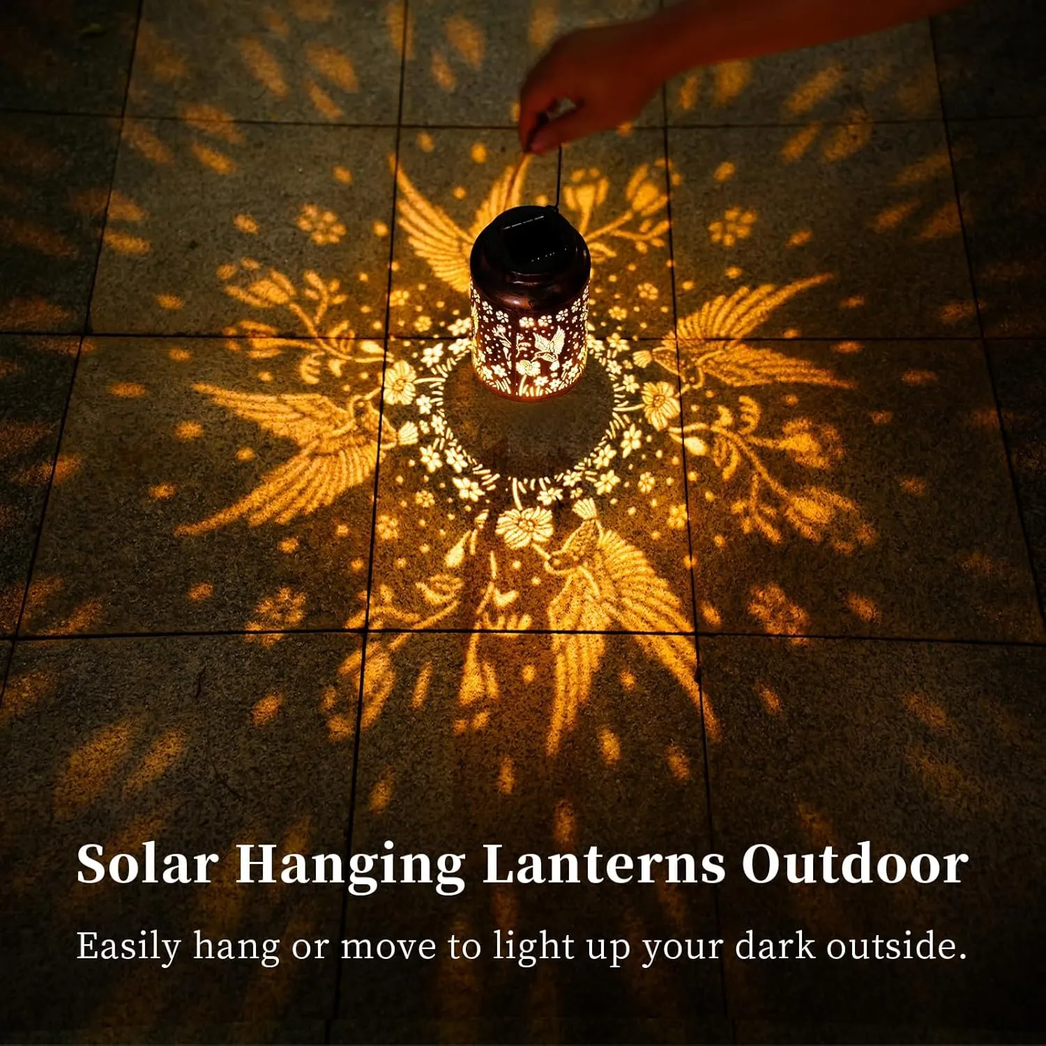 Hummingbird Solar Lanterns Outdoor Waterproof, Birthday Christmas Gifts for Women Mom Grandma, Garden Decor, Hanging Solar Lantern Decorative Lights for Yard Patio Pathway Landscape 2Pack