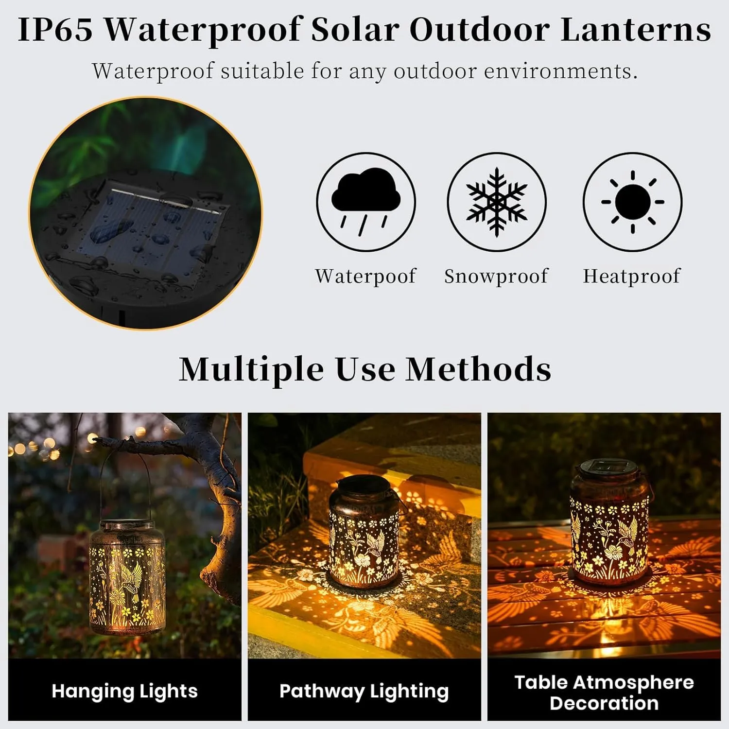 Hummingbird Solar Lanterns Outdoor Waterproof, Birthday Christmas Gifts for Women Mom Grandma, Garden Decor, Hanging Solar Lantern Decorative Lights for Yard Patio Pathway Landscape 2Pack