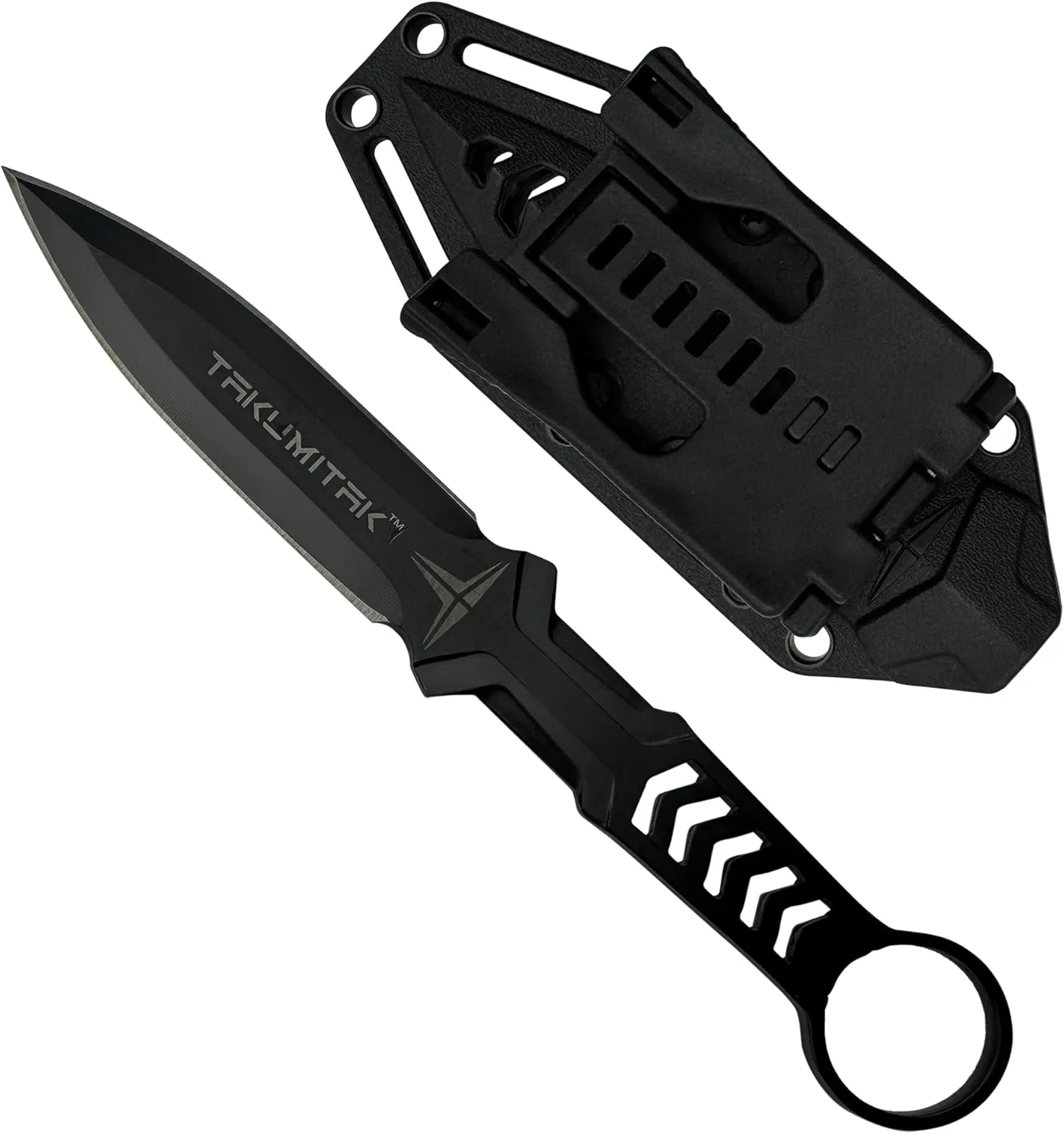 Hunting Survival Knife 9" Full Tang Fixed Blade Knives Camping Gear with Extra Set of FRN Sheath, MOLLE Clip Horizontal and Vertical Carry - TKF302