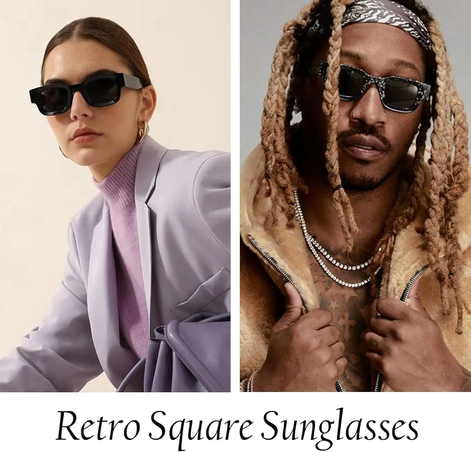 Hycredi Thick Rectangle Sunglasses for Women Men Chunky Square Polarized Sun Glasses Retro 90s Shades UV400 Protection