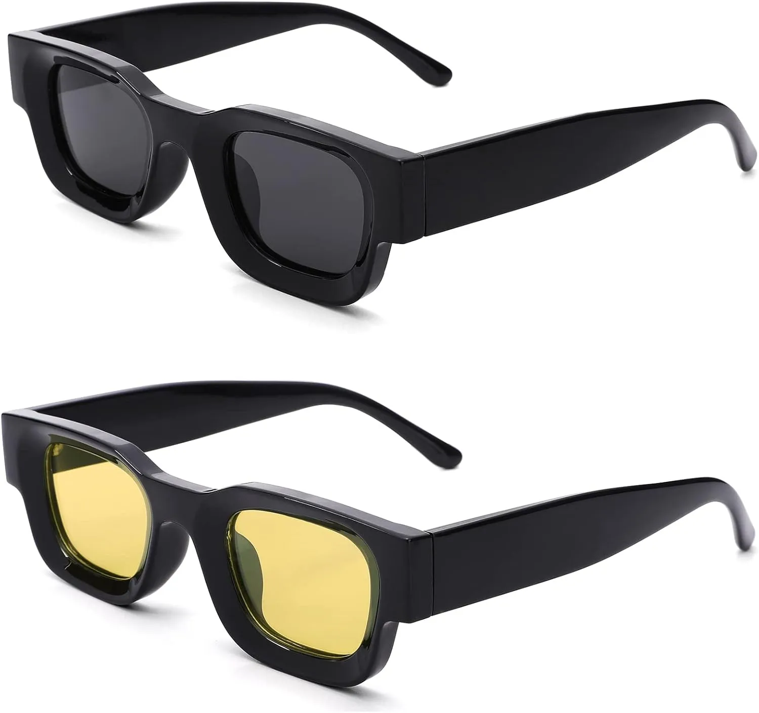 Hycredi Thick Rectangle Sunglasses for Women Men Chunky Square Polarized Sun Glasses Retro 90s Shades UV400 Protection