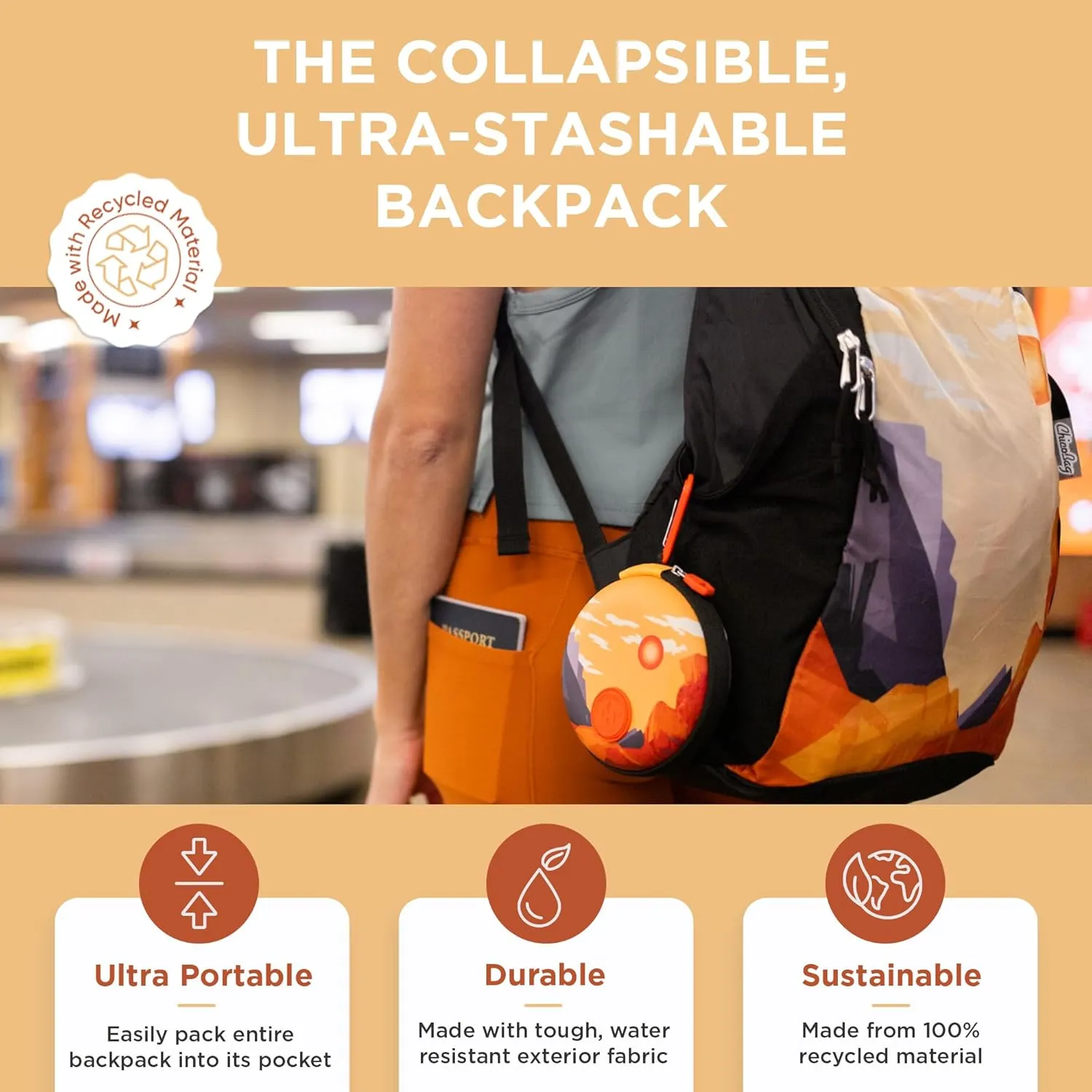 HYDAWAY Collapsible Backpack for Travel - 15L I Lightweight Packable Daypack for Backpacking, Work & Traveling I Adjustable, Foldable, Water Resistant Hiking Day Pack for Men, Women and Kids