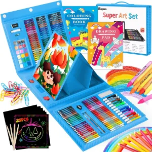 iBayam Art Kit, 251-Pack Art Supplies Drawing Kits, Arts and Crafts Gifts Box for Kids Teen Girls Boys, Art Set Case with Trifold Easel, Scratch Paper, Sketch Pad, Coloring Book, Crayons, Pencils