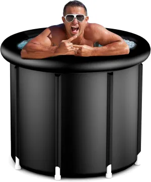 Ice Bath Tub for Athletes,112 Gallon Heavy Duty Cold Water Therapy Plunge Tub Ice Pod for Recovery Portable Ice Barrel Plunge Pool for Outdoor Inflatable Hot Tub Bathtub at Home for Adults