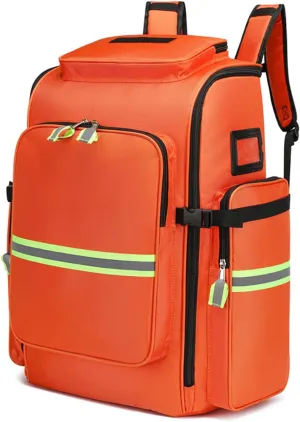 IOCCIOBB First Aid Bag Empty Emergency Bag First Responder Trauma Multi-Pocket Traveling Field Trips Camping Essentials, Reflective Trauma Bag(Orange,55x37x25cm)