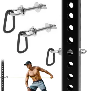 J Bryant Heavy Duty Rack Anchor – Stainless Steel Resistance Band Pegs with Large Carabiner for 5/8" & 1" Power Rack – Multi-Purpose Attachment for Strength Training & Gym Equipment Storage
