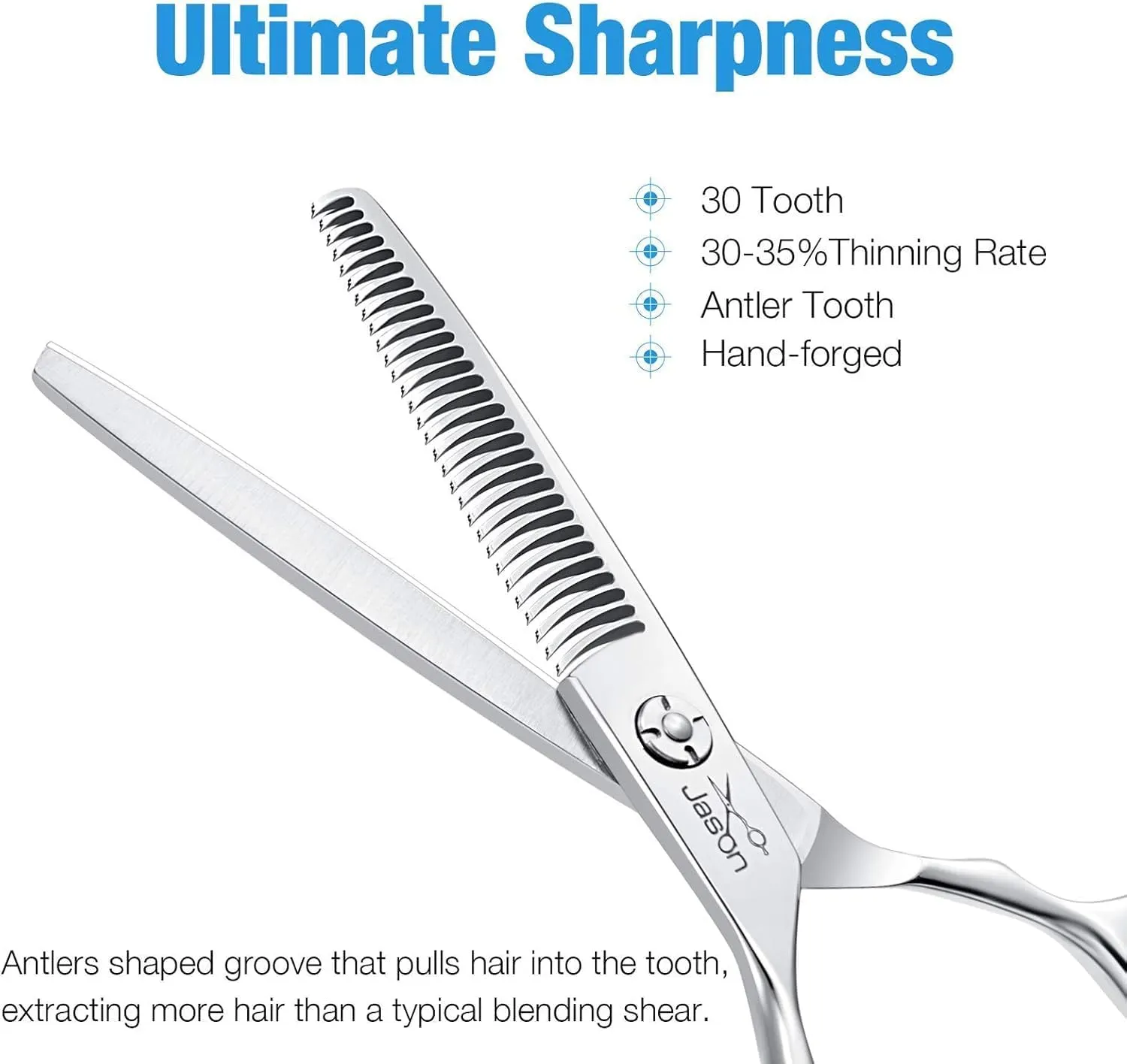 JASON 6 Inch Left Handed Barber Hair Cutting Scissors Professional Salon Shears Razor Edge Hairdressing Scissor Japanese Stainless Steel Thinning Haircut Shear for Men Women