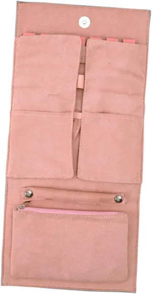 Jewelry Foldable Roll Bag Travel Jewelry Organizer Storage Bag Large Capacity Portable Easy to Carry Smooth Zipper Multi-pocket Design