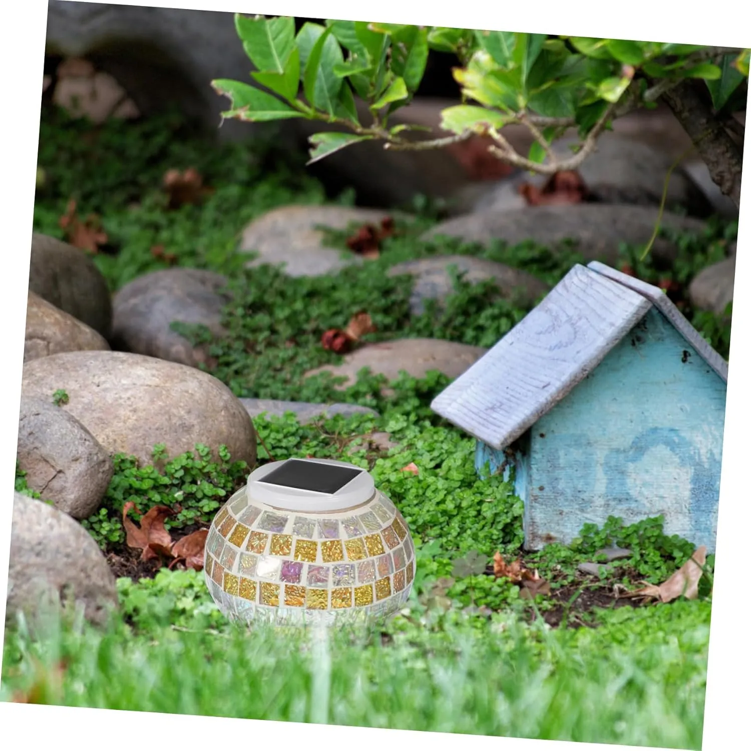 jojofuny Solar Lanterns Outdoor Waterproof Solar Lights Delicate Jar Design for Yard Lighting