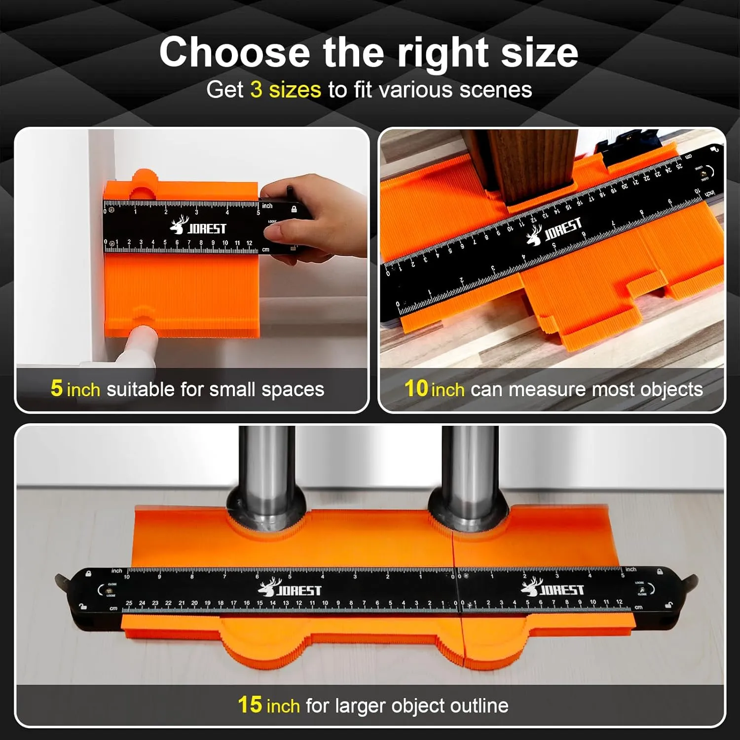 JOREST Connectable Contour Gauge (10 5 Inch), Gifts Ideas for Men Dad Handyman Husband Him, Shape Profile Duplicator with Lock, Outline Angle Measuring Tool, Template tool, Tile Flooring, Scribe Edge