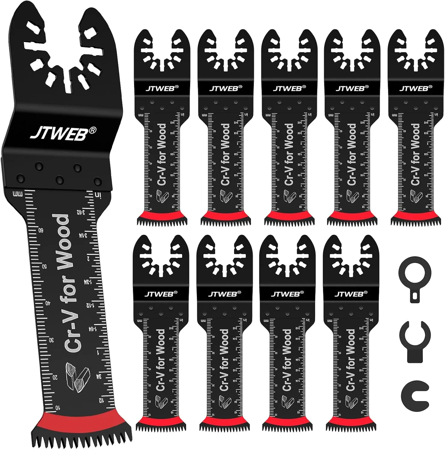 JTWEB Japanese Tooth Oscillating Tool Blade Wood, 10PCS Arc-Shaped Edge Extra Long Reach Oscillating Saw Blades, Multitool Blades Clean Cut for Wood, Plastic, Multi Tool Blades Kits