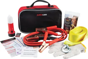 Justin Case Commuter Portable Roadside Emergency Car Kit with Heavy-Duty Jumper Cables & 365-Day Roadside Assistance