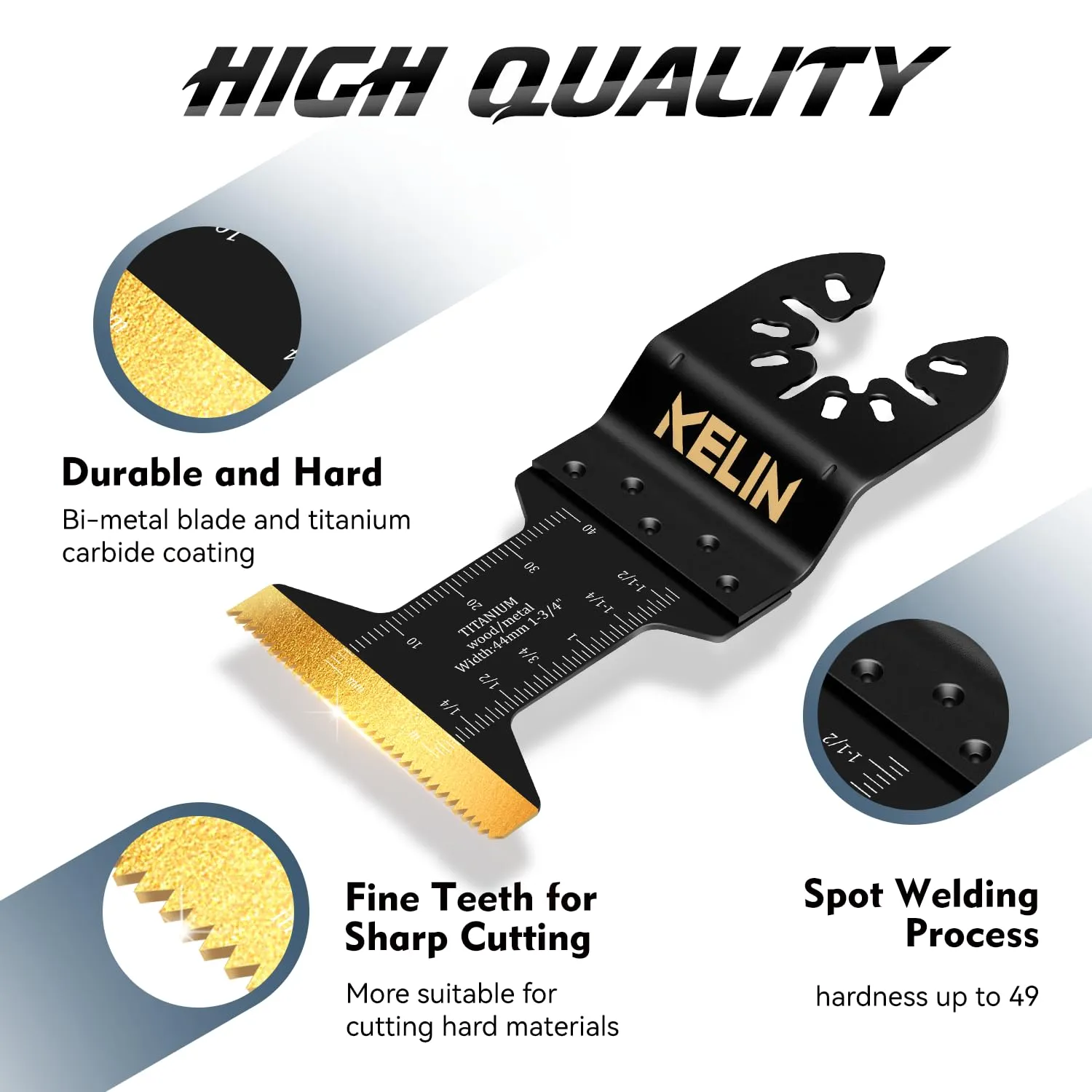 KELIN 32pcs Titanium Oscillating Tool Blades, Universal Multitool Blades for Metal Wood Cutting, Oscillating Saw Blade for Metal Hard Material, Multi Tool Blades Kits Fit Dewalt Bosch Milwaukee Ryobi