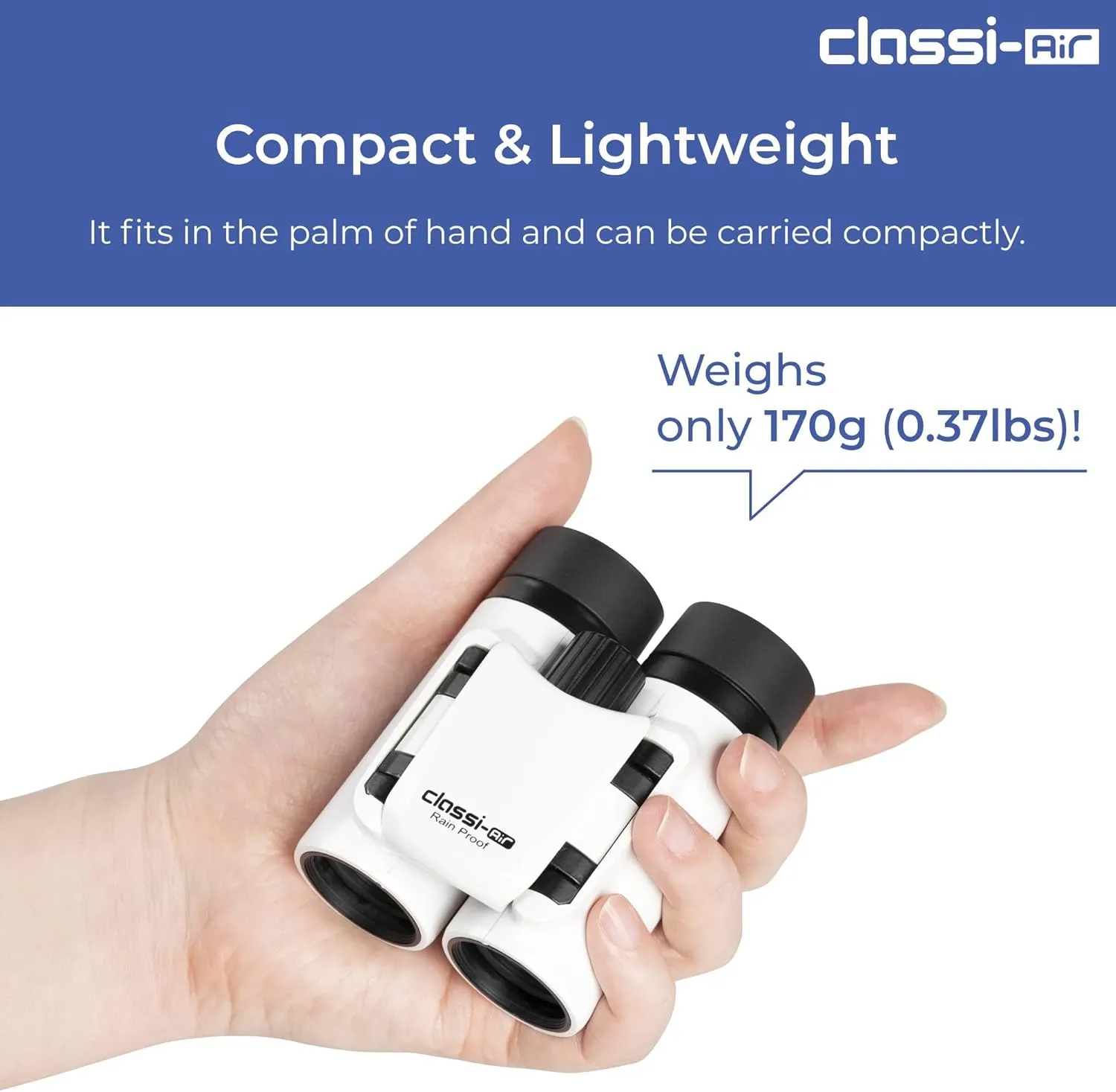 Kenko Binocular Classi-Air 8x21 DH, Roof Prism, Lightweight, Foldable & Compact Design, Multi-Coating, White 021385