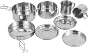 KESYOO 1 Set Camping Cookware Essentials Portable Utensils Pot Outdoor Camping Cookware Long Handle Camping Pan Outdoor Cookware Supplies Stainless Steel Silver