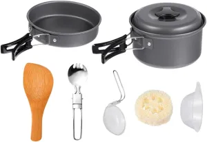 KESYOO 1 Set Outdoor Pot Camping Pans Cookware Camping Kettle Small Pots Utensils Cooking Portable Frying Pan for Camping Black Aluminum Alloy