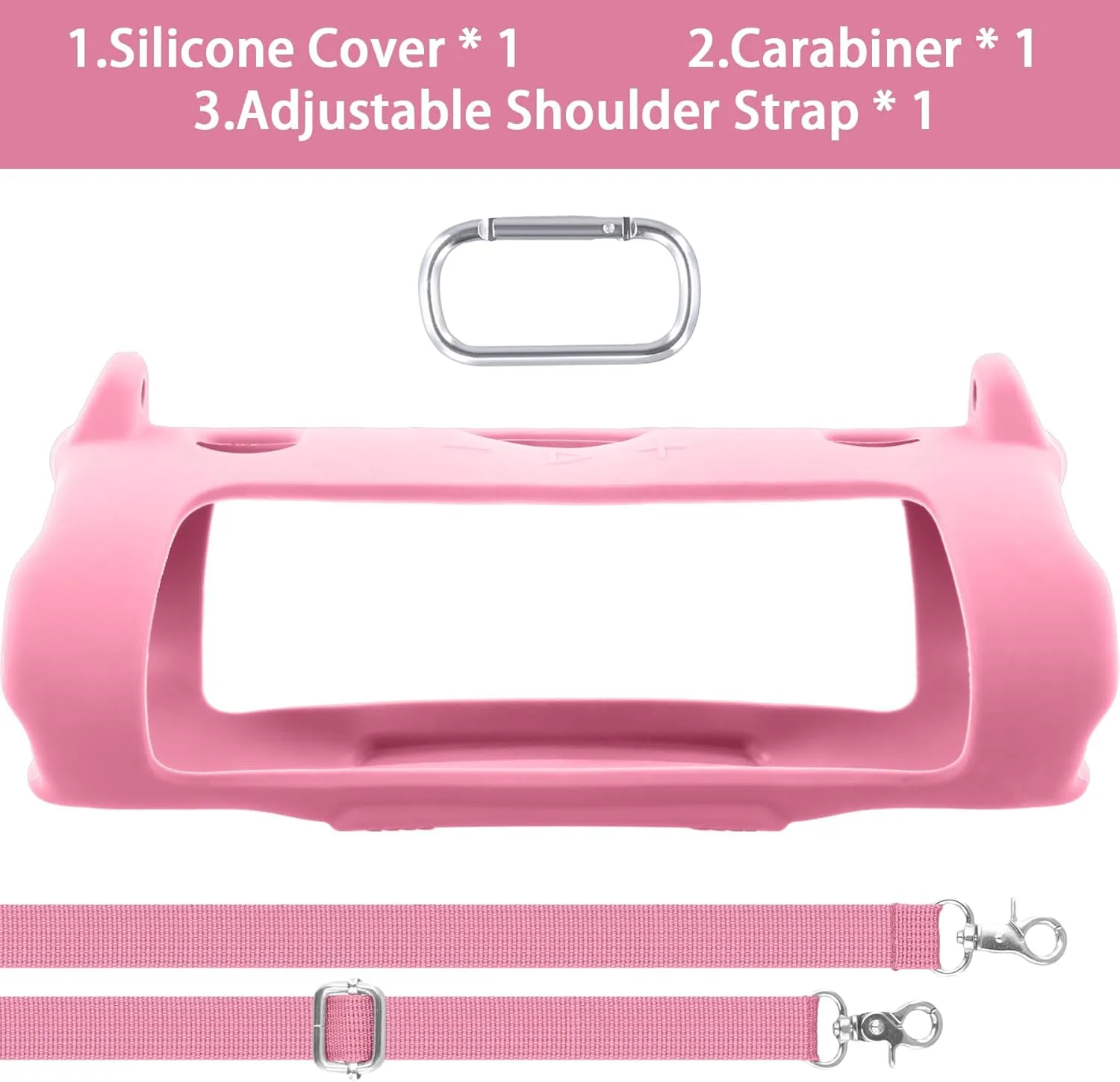 khanka for JBL Charge 6 Waterproof Portable Bluetooth Speaker Silicone Case,Soft Protective Sleeve Cover with Shoulder Strap for JBL Charge 6 Speaker (Pink)