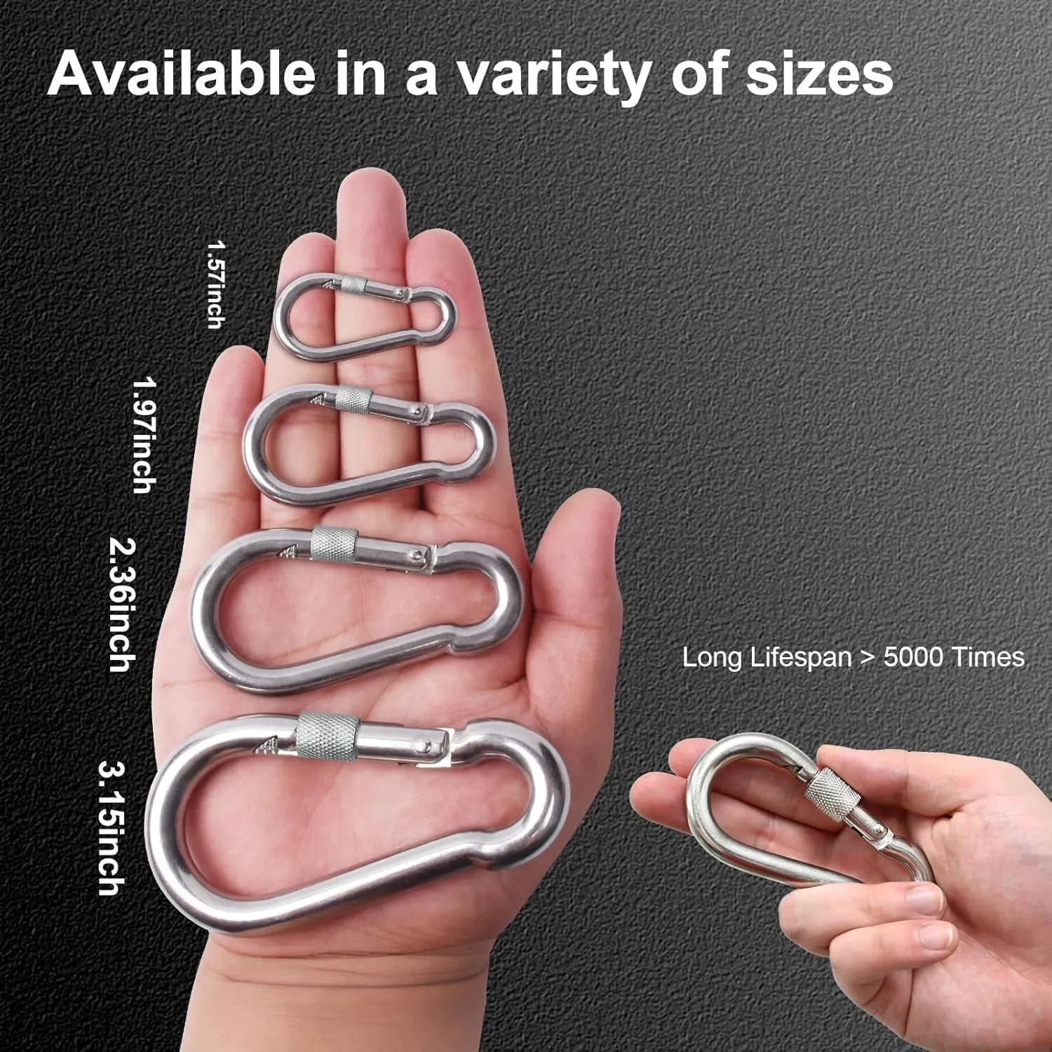 KINLINK 25 Pack Screw Locking Carabiner, 1.97 inch Heavy Duty Carabiner Clips, 304 Stainless Steel Small Caribeener Clips, Caribiniers for Outdoor Camping, Swing, Hammock, Hiking, Quick Link