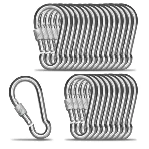 KINLINK 25 Pack Screw Locking Carabiner, 1.97 inch Heavy Duty Carabiner Clips, 304 Stainless Steel Small Caribeener Clips, Caribiniers for Outdoor Camping, Swing, Hammock, Hiking, Quick Link