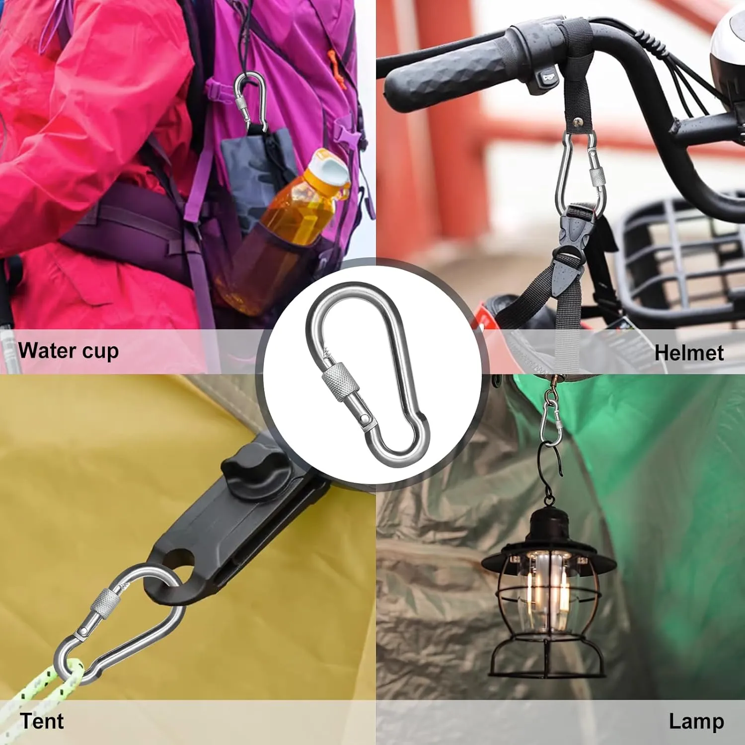 KINLINK 25 Pack Screw Locking Carabiner, 1.97 inch Heavy Duty Carabiner Clips, 304 Stainless Steel Small Caribeener Clips, Caribiniers for Outdoor Camping, Swing, Hammock, Hiking, Quick Link