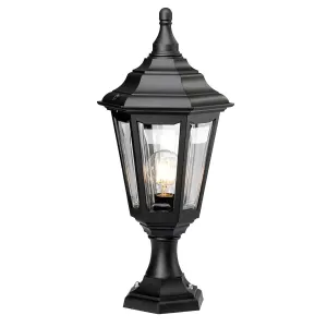 Kinsale 1 Light Pedestal/Porch Lantern | Black
