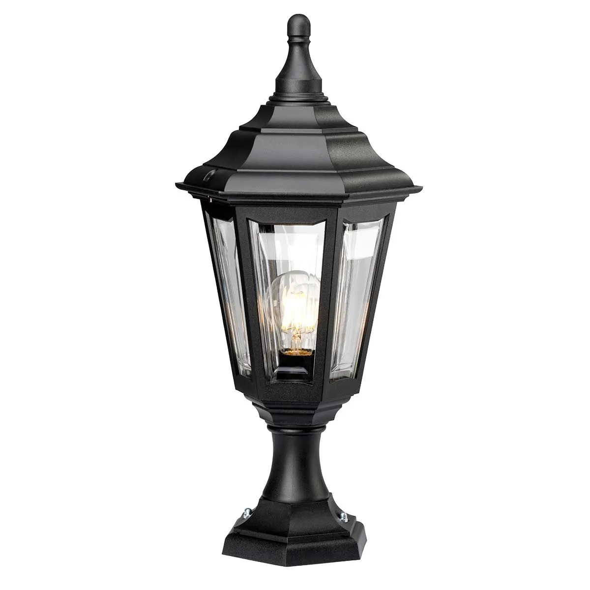 Kinsale 1 Light Pedestal/Porch Lantern | Black