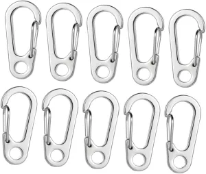 Kisangel 20 Pcs Carabiner Outdoor Hooks Mini Keychain Tool Hooks Key Chains Carabine Keychain Stainless Steel s Hooks Rope Quick Link Connectors D Type Hooks Multifunctional Hooks Portable