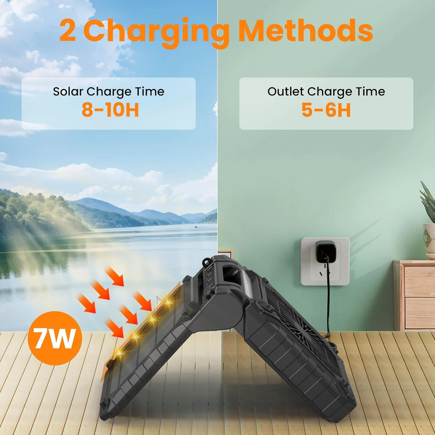 KITWLEMEN 10.2 Inch Solar Camping Fan with Light- Rechargeable Battery Operated Fan, 38H Run Time, 3 Speed, 6H Timer, SOS Signal, Portable Desk Fan for Camping Fishing RV Trips Hurricane Power Outage