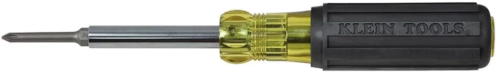 Klein Tools 32559 Multi-bit Screwdriver / Nut Driver, Extended Reach 6-in-1 Tool with Nut Driver, Phillips and Slotted Bits