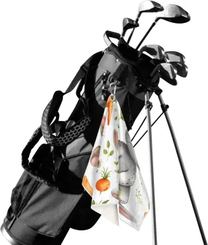 KOBLEN Microfiber Golf Towel with Heavy Duty Carabiner Clip, Watercolor Bunny Set 24x15 Inch Quick Dry Absorbent Towel for Golf Clubs Balls, Golf Bag Accessories for Men Women,1 Pack