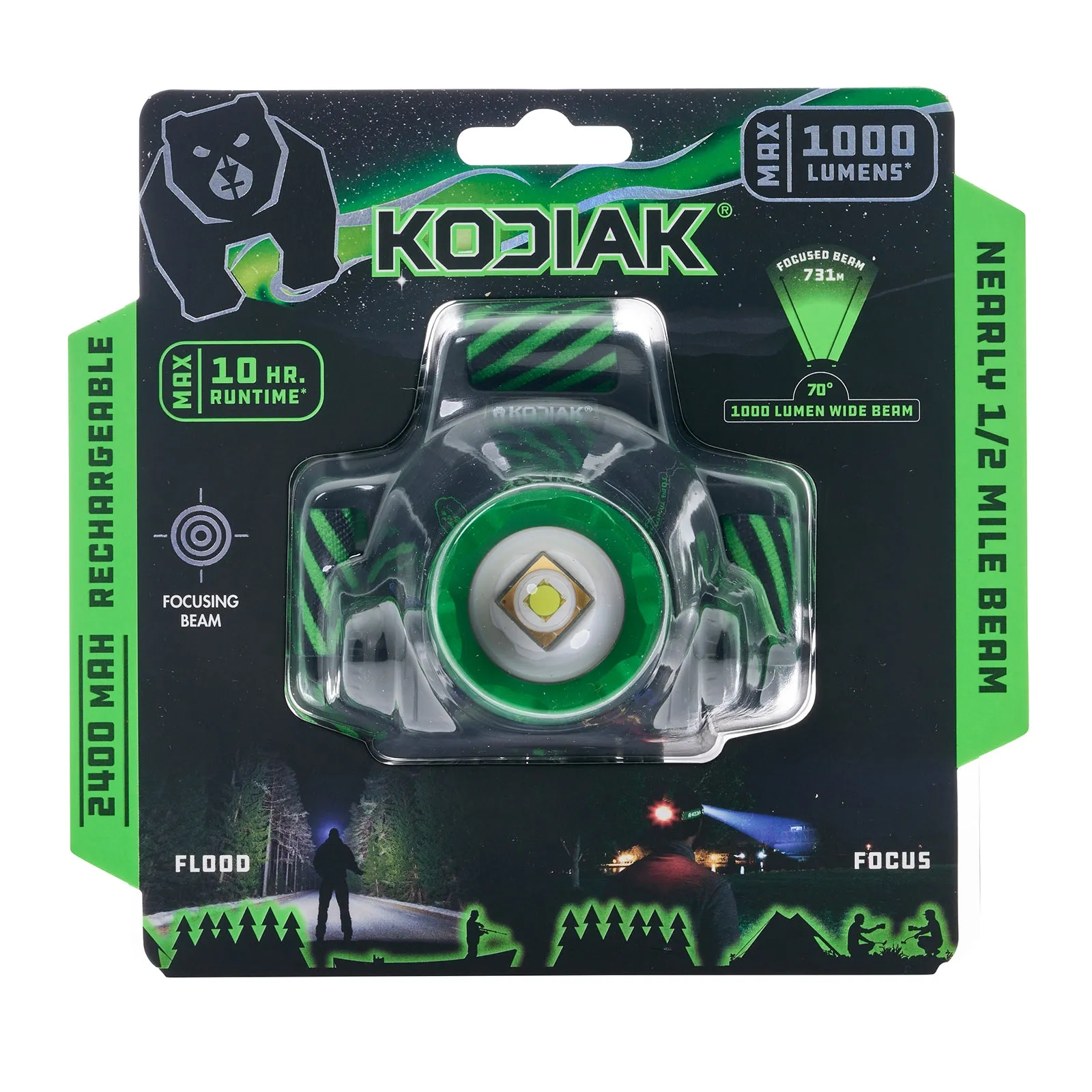 Kodiak® 1000 Lumen Nearly 1/2 Mile Beam Rechargeable Headlamp