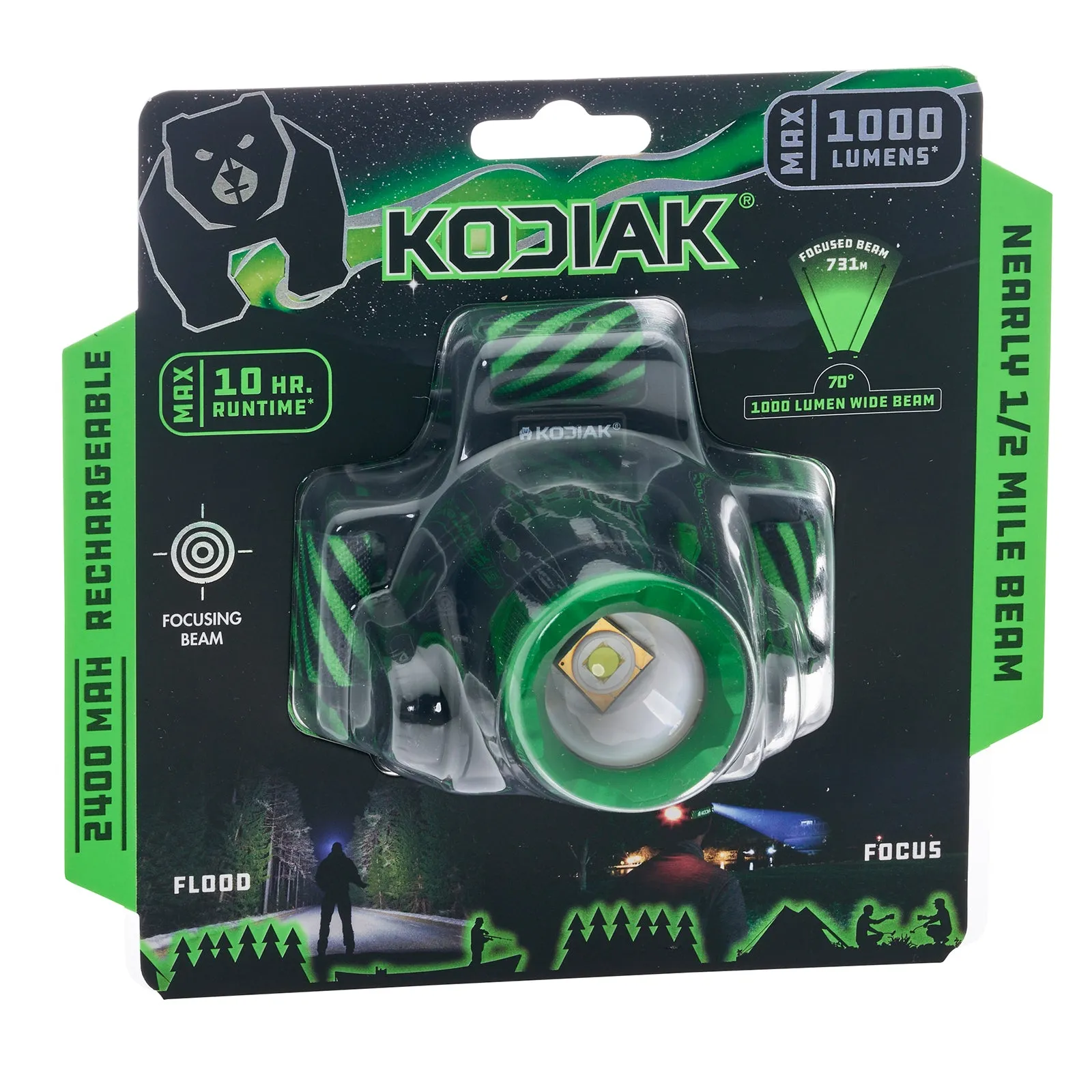 Kodiak® 1000 Lumen Nearly 1/2 Mile Beam Rechargeable Headlamp