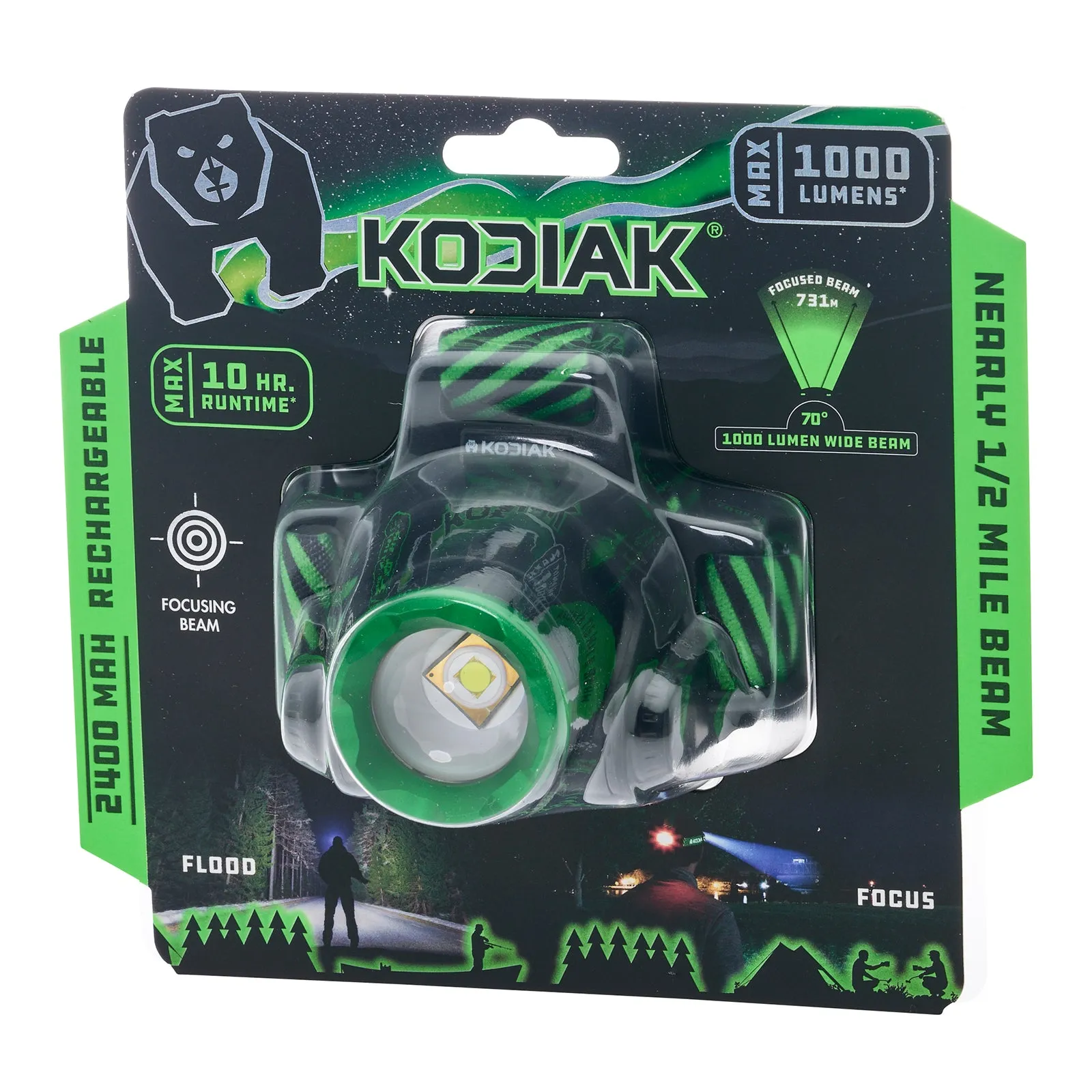 Kodiak® 1000 Lumen Nearly 1/2 Mile Beam Rechargeable Headlamp