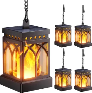 KOOPER 4 Pack Solar Lanterns Outdoor Waterproof, Upgraded Flickering Flame Modes   Constant Modes Hanging Solar Lantern Lights for Outside, Lanterns Decorative Outdoor for Garden Table Yard Tree Decor
