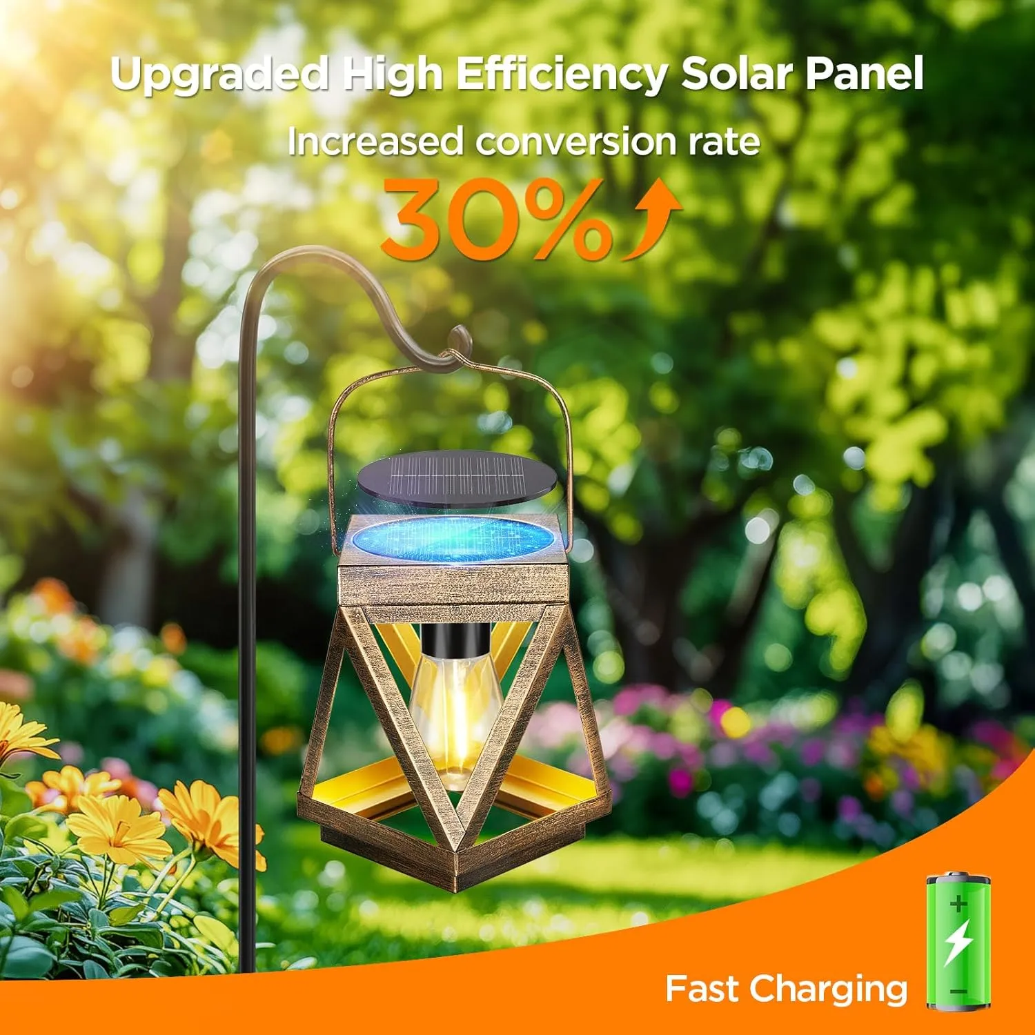 KOOPER Solar Lanterns Outdoor Waterproof - Upgraded Metal Hanging Solar Lights Outdoor Lanterns Decorative, Bright Bronze Hanging Lantern Outdoor for Yard Patio Table Pathway Garden Decor 2 Pack