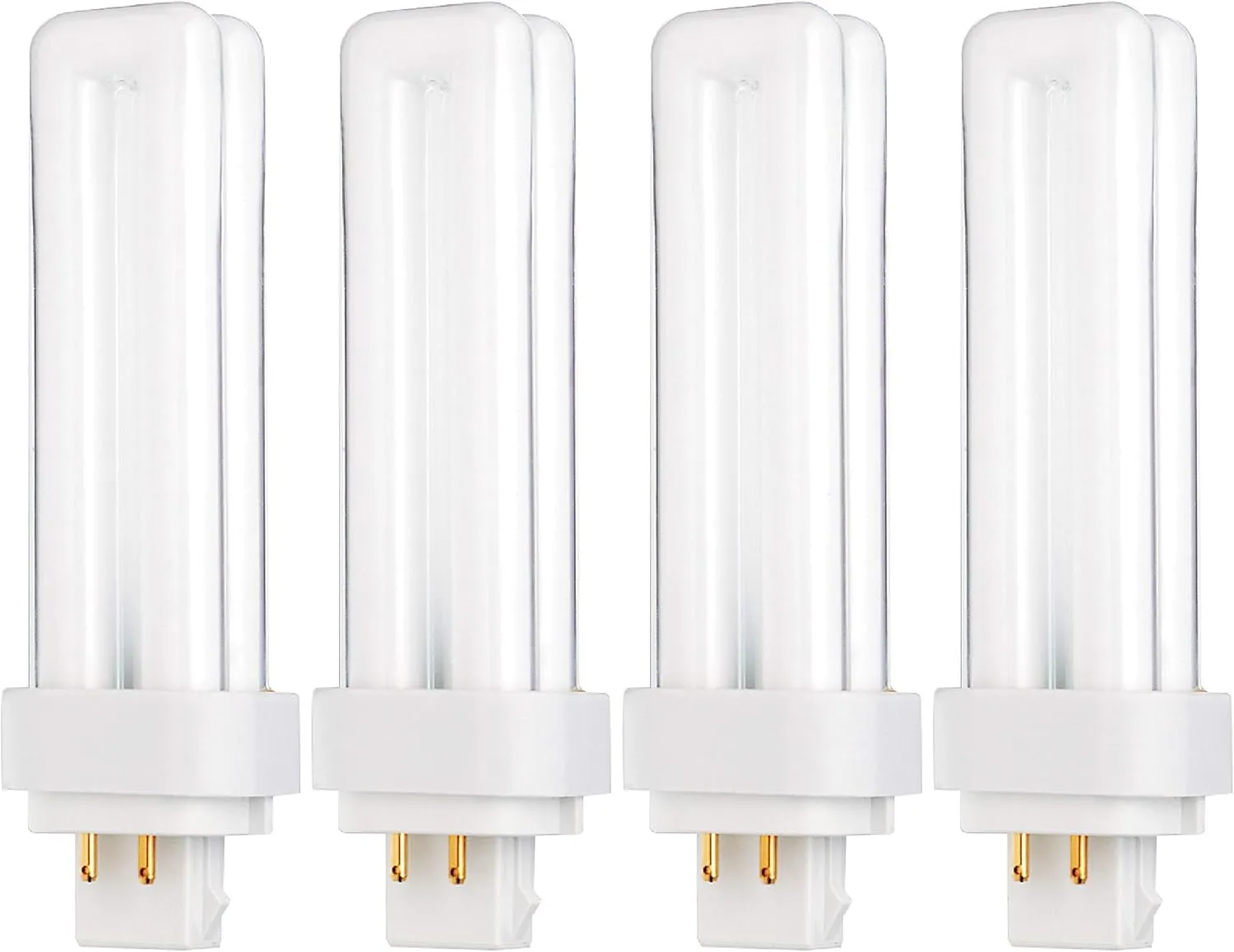KOR (Pack of 4) 13 Watt Double Tube - G24Q-1 (4 PIN) Base - 4100K Cool White - CFL Light Bulb. Replaces Sylvania 20667 CF13DD/E/841 - Philips 38328-1 PL-C 13W/841/4P/ALTO and GE 97597 F13DBX/841/ECO4P