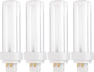 KOR (Pack of 4) 13 Watt Double Tube - G24Q-1 (4 PIN) Base - 4100K Cool White - CFL Light Bulb. Replaces Sylvania 20667 CF13DD/E/841 - Philips 38328-1 PL-C 13W/841/4P/ALTO and GE 97597 F13DBX/841/ECO4P