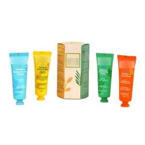 KRINAL Skincare Travel Kit PO4 | Sunscreen UV protection, Face wash, Face cream, Cleansing balm | For Men & Women |100% Vegan, Natural, Cruelty free | All skin types