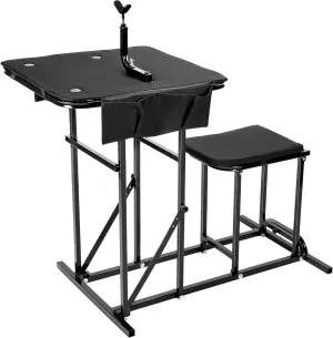 KUAFU Foldable Shooting Bench Adjustable Height Portable Shooting & Hunting Table with Seat, Gun Rest and 2 Ammo Pockets Powder Coated Steel Outdoor Range and Hunting
