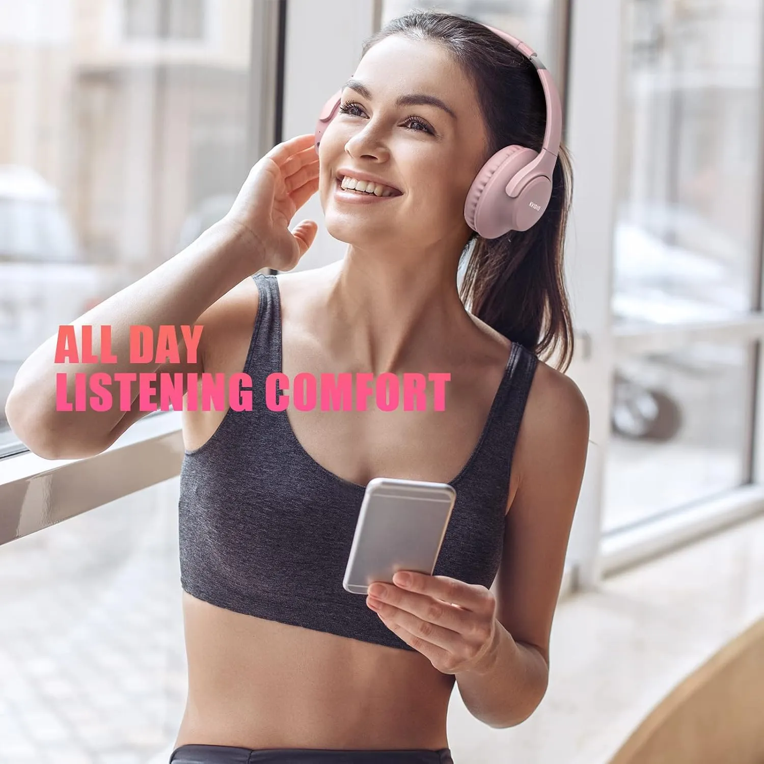 KVIDIO Bluetooth Headphones Over Ear, 65 Hours Playtime Wireless Headphones with Microphone,Foldable Lightweight Headset with Bass and Stereo Sound