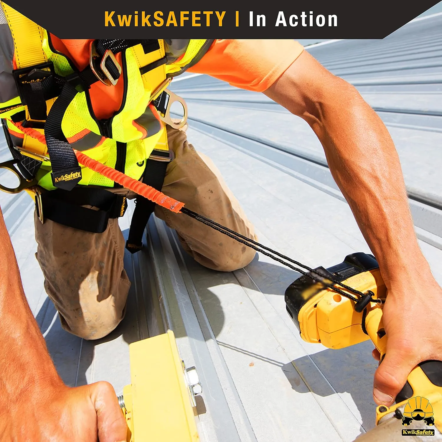 KwikSafety - Charlotte, NC - Tentacle [3 Pack] Light Duty Tool Lanyard w/Aluminum Carabiner Clip Coiled Retractable Bungee Cord, Loop & Adjustable Clasp Lock Fall Protection / 10 lb Limit