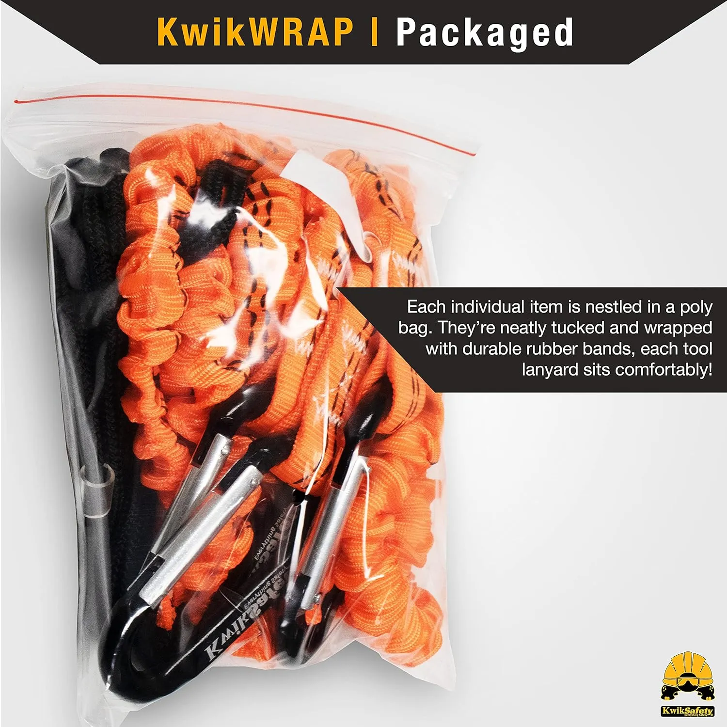 KwikSafety - Charlotte, NC - Tentacle [3 Pack] Light Duty Tool Lanyard w/Aluminum Carabiner Clip Coiled Retractable Bungee Cord, Loop & Adjustable Clasp Lock Fall Protection / 10 lb Limit